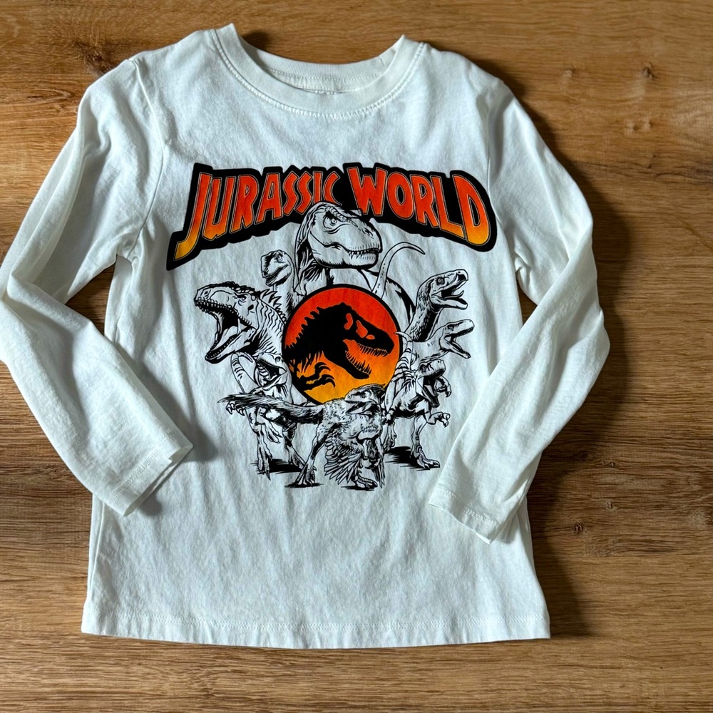 H&M Kids Jurassic World Long Sleeve Tee - White and Orange NWOT
